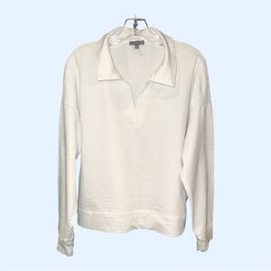 T BY TALBOTS XL‎ WHITE LONG SLEEVE RIBBED 50+SPF WOMENS ACTIVEWEAR TOP